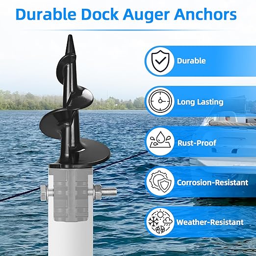 Dock Auger Sand Auger Boat Anchor for PVC Tubing Sandbar Anchor,Sand Anchor for Boat,Dock Auger Fit 1.5" Schedule 40 PVC with 1.57" ID,for Secure Pontoon Boat Beach Umbrella Shallow Water Anchor