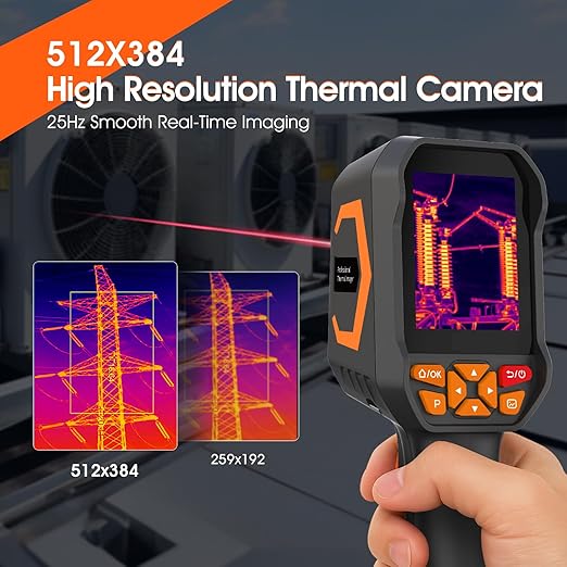 Thermal Camera Water/Air Leak Detector Imager, AIOMEST Infrared Imaging Gun w/ 512x384 TISR Resolution, PC 2D/3D Analysis, 2MP Camera, Temperature Heat -4°F to 1022°F for Wall Moisture HVAC Inspection