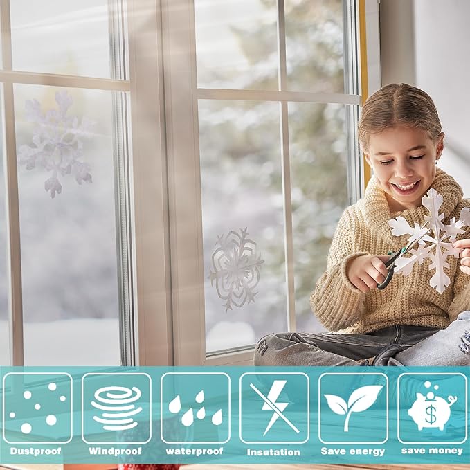 2PCS - 87'' x 197'' Window Insulation Kit, Window Insulation for Winter, POF Window Sealer for Winter, Insulates Indoor Windows Keep Warm for Weatherproofing Window Film for Winter Window Covering