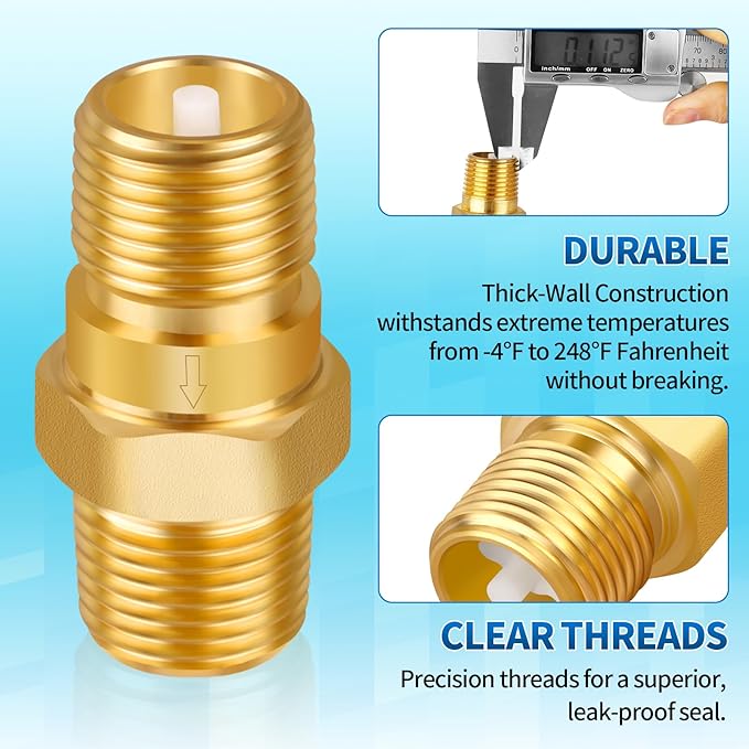 RV Water Heater Check Valve, 1/2" NPT Male to Male Thread Hot Water Heater Backflow Preventer, Lead-Free Brass Plumbing Backflow Check Valve for RV, Camper, Motorhome, Trailer