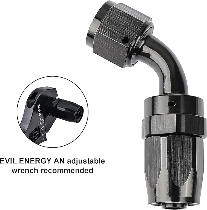 EVIL ENERGY 6AN Hose End Fitting 60 Degree Swivel for CPE Braided Fuel Hose Black