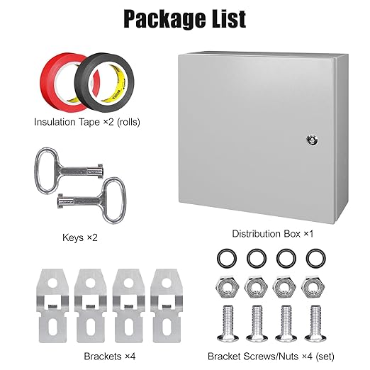 LeMotech Electrical Box 16 x 16 x 6 inch Steel Enclosure, IP66 Waterproof Dustproof Junction Box Wall-Mounted for Outdoor/Indoor Lockable with Equipment Mounting Plate