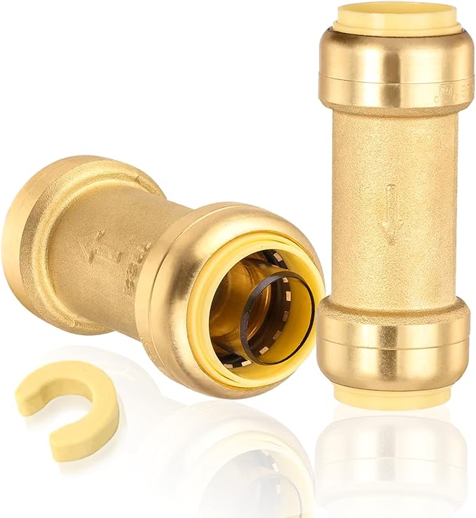 40-Pack HeSun Pushfit Check Valve, 1/2-Inch Push to Connect Plumbing Fittings with Disconnect Clip, Brass Push-fit Fittings for PEX, Copper, CPVC, PE-RT Pipes(PF-VALVE060-40)