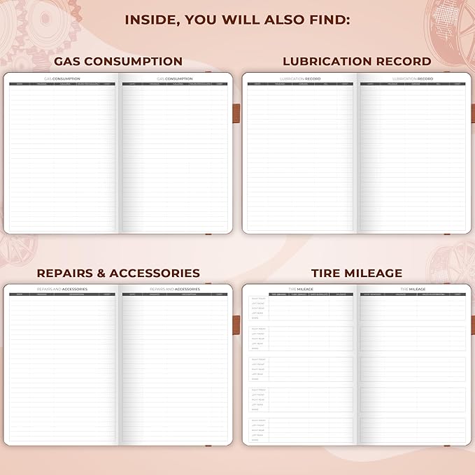 Clever Fox Auto Mileage Log Book – Vehicle Logbook with Mileage, Expense, Gas Consumption & Lubrication Trackers – Driving Logger for Car Records – A5 Size, 1,674 Mileage Entries (Brown)