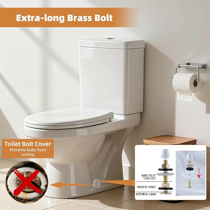 Hibbent Extra Thick Toilet Wax Ring Replacement Kit, Universal Toilet Seal Ring with Brass Bolts and Toilet Bolt Covers, PE Toilet Flange Fits 3 Inch and 4 Inch Drain Pipes