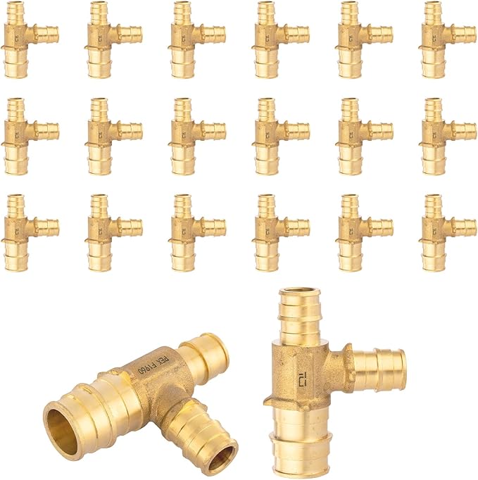20-Pack HeSun PEX-A Fitting, 3/4"x1/2"x1/2" Expansion Tee, PEX Expansion Fitting Tee, ASTM F1960(PEX1960047-20)