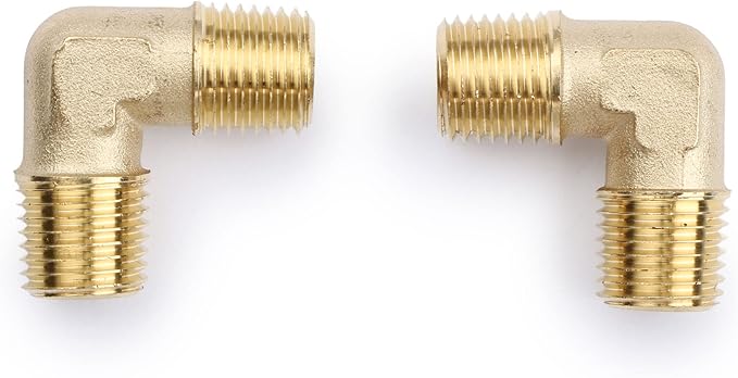 U.S. Solid 2pcs 90 Degree Barstock Street Elbow Brass Pipe Fitting 1/4" NPT Male Pipe to 1/4" NPT Male