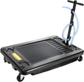 HKTE Oil Drain Pan, 17Gallon(64L), Low-Profile, T-Handle and Heavy-Duty Casters, Quick Drainage, Splash Guard Cover Design