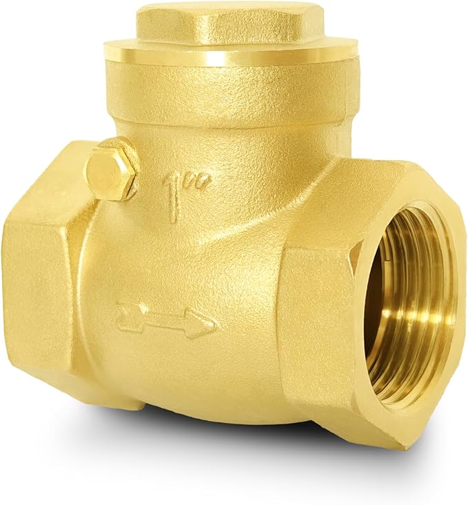 1" NPT Horizontal Check Valve, Brass Non Return Swing Check Valve to Prevent Water Backflow, Level One Way Counterflow Valve to Prevent the Medium Backflow for Oil Water Gas Air（1", DN25）