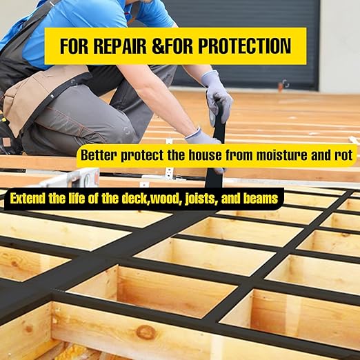 Joist Tape for Decking, Weather Resistant Deck Butyl Tape,1Rolls 2" X 50' Butyl Sealant Joist Flashing Tape for Wood Decks Beams Roo