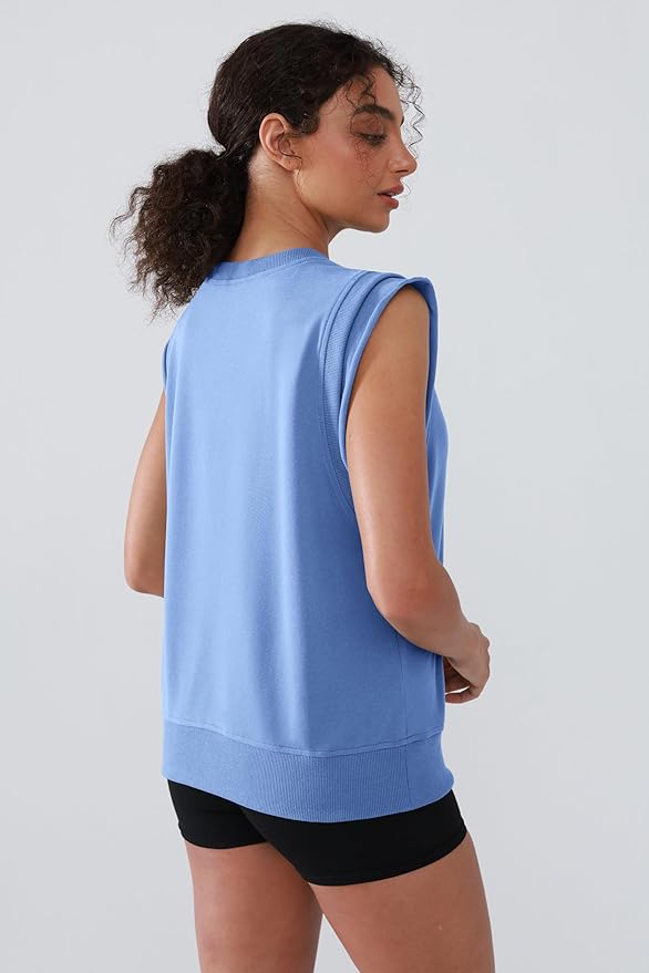 Workout Tank Tops Woman Crew Neck Athletic Tops Cotton Sweatshirt Loose Fit Muscle Tanks Runnning Gym Sports Shirt
