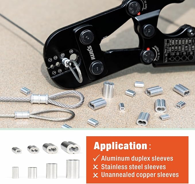 iCrimp Wire Rope Swager, 3/64-inch to 1/8-inch Wire Rope Crimping Tool with Cutter and 375pcs Sleeve Set, Fishing Crimping Tool IWS-1608M & CWR-60