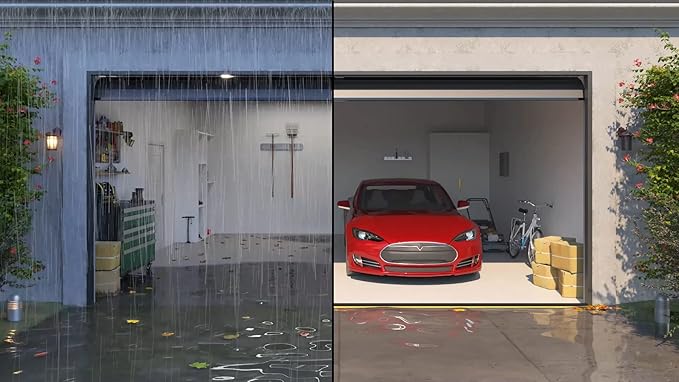 1 ½" High Garage Door Flood Barrier Threshold Kit (16'3") | Flexible PVC | Complete Kit Includes 3 Adhesives | GaraDry