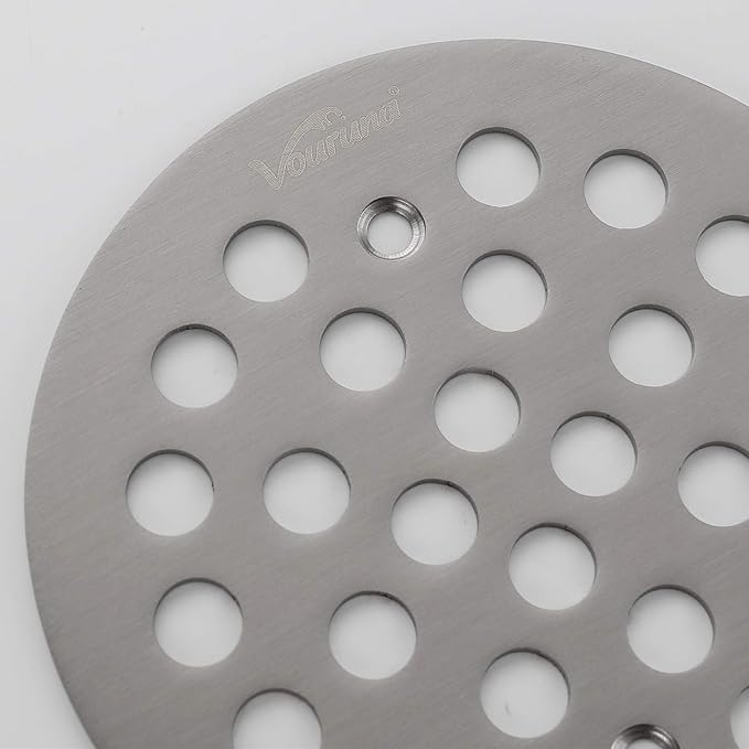 4-1/4Inch（108mm Screw-in Shower Strainer Drain Cover Replacement Floor Strainer Floor Drain (Brushed Nickel)