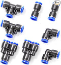 TAILONZ PNEUMATIC 1/2 Inch od Push to Connect Fittings Pneumatic Fittings Kit 2 Spliters+2 Elbows+2 tee+2 Straight (8 pcs)