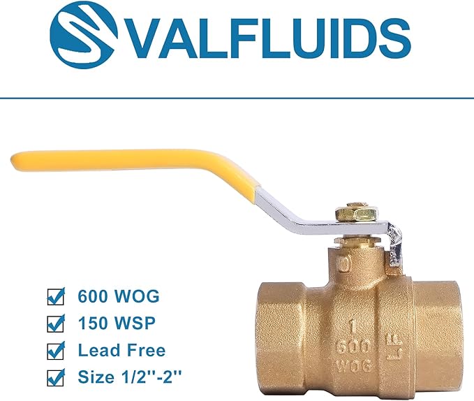 Full Port Forged LF Brass Ball Valve With Female Thread NPT Connector, 150 PSI WSP / 600 PSI WOG. (1-1/4 Inch)