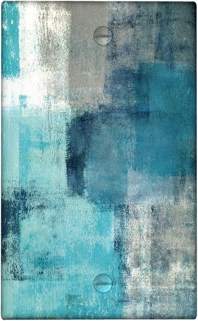 Turquoise Grey Switch Plate Cover One Gang Teal Light Switch Cover Modern Abstract Art wall plate Decortive Light Switch Cover WallPlates for Home Kitchen Decor