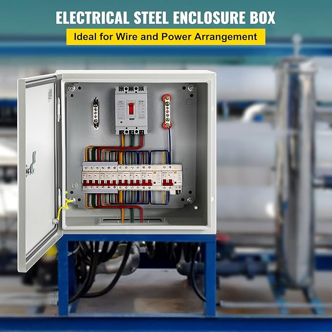 VEVOR NEMA Steel Enclosure 12×12×6,NEMA 4X Steel Electrical Box,IP66 Waterproof & Dustproof,Outdoor/Indoor Electrical Junction Box,with Mounting Plate