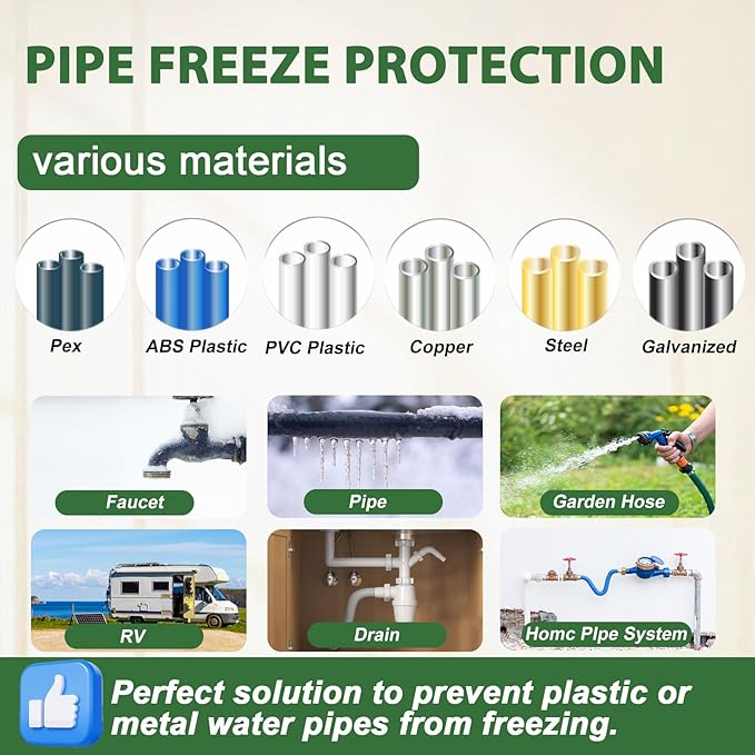 HEATIT Self Regulating Heating Cable Roof Deicing and Pipe freeze Protection Pipe Heat Cable for Metal And Plastic Pipes ETL Certified 120V 130FT