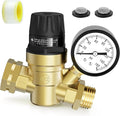 RV Water Pressure Regulator Lead-Free Brass Adjustable Water Pressure Reducer with Gauge and Screen Filter Use in Camper, Trailer, RV Plumbing System