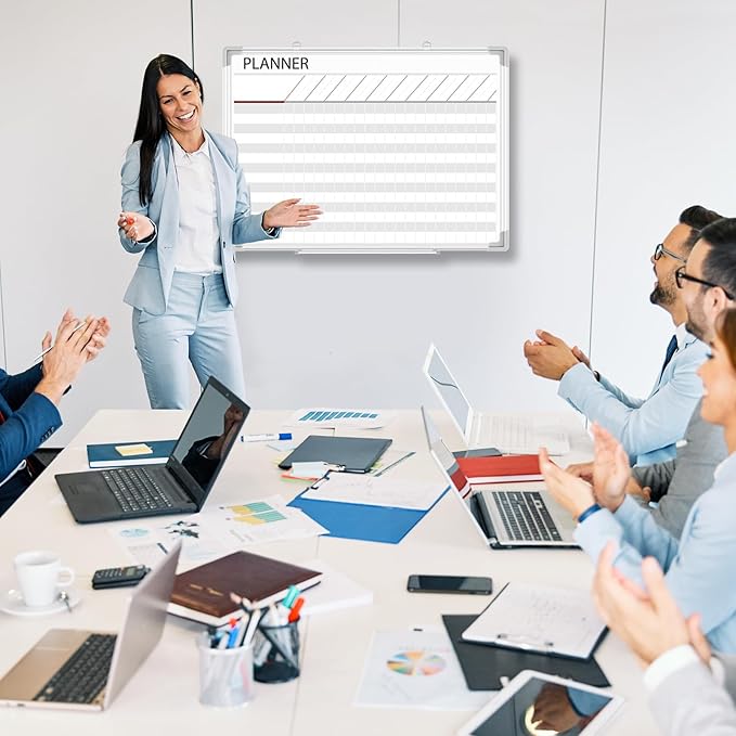 Lincia Aluminum Frame Dry Erase Board with Lines, Wall-Mounted Whiteboard for Scheduling, to Do Lists & Weekly Planning, Reusable Office Calendar for Home & Work (Make Ready Board,18"x24")