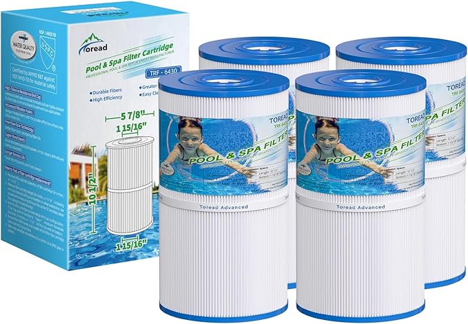 TOREAD Watkins 31489 Replacement Filter, Compatible Pleatco PWK30, Unicel C-6430, Filbur FC-3915, P/N0969601, 71825, 73178, 73250, 30 sq. ft. Hot Spring Spa Filter (4)
