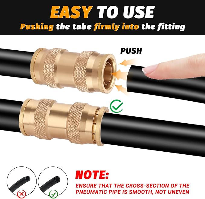 3/4" DOT Brass Push-to-Connect Fittings, (Three-quarters of an Inch) Air Brake Union Coupler for Push In with DOT Certified for Truck Airlines and Industrials(Pack 2)