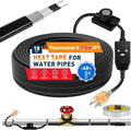 3~100FT Heat Tape for Water Pipes, UL & ETL Certified 18 FT Self-Regulating Pipe Heating Cable with Thermostat for Pipe Freeze Protection, Waterproof Heat Tape for Metal and Plastic Pipes,Black