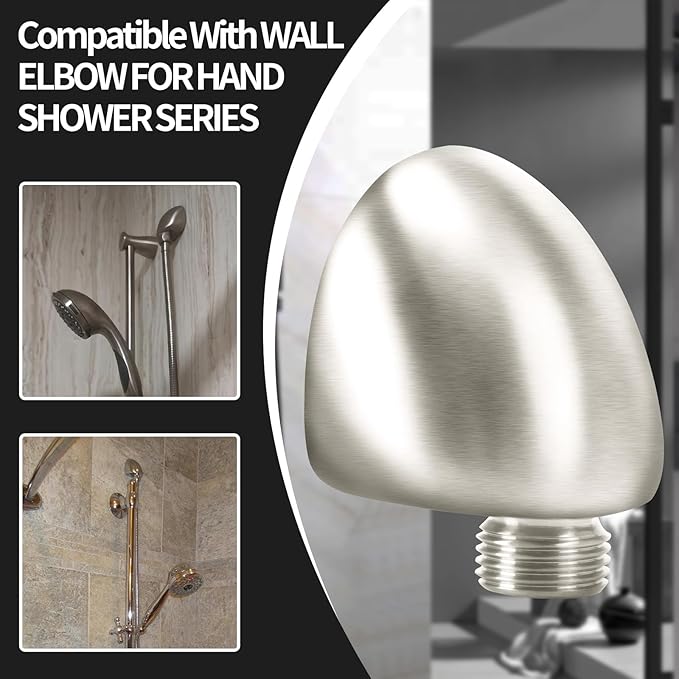 50560-SS-PR Wall Supply Elbow For Hand Shower Elbow Adapter,Water Supply Elbow For Hand Shower,Wall Supply Elbow For Hand Shower Drop Elbow.Lumicoat Stainless