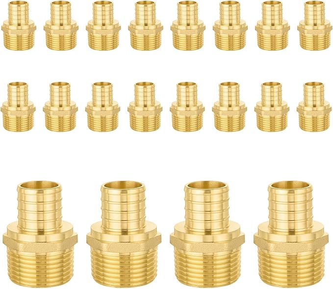 20-Pack PEX Fittings, 1/2" PEX x 1/2" Male Threaded NPT Adapter, ASTM F1807