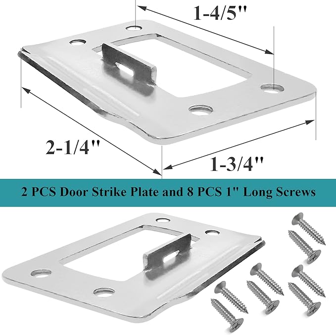 2-1/4" by 1-3/4" Door Latch Restorer Strike Plate for Doors, 2 PCS Universal Door Lock Hardware with Foul 1" Long Screws (Satin Nickel)
