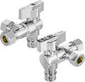 2-PCs HeSun PEX Expansion Inlet Angle Stop Valve, Quarter-Turn 1/2" PEX-A x 3/8" OD x 3/8" OD Compression, Dual Compression Outlet Shut Off Valve, Chrome Plated Brass, ASTM F1960(VALVE203)
