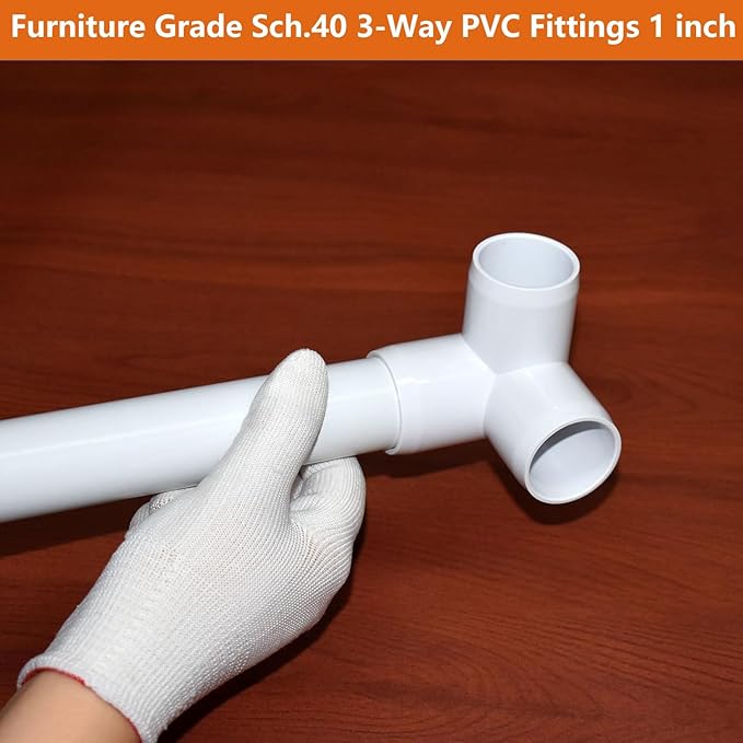 1" PVC Fittings 3 Way (10-Pack) Furniture Grade, 1" Elbow Connector, Heavy Duty for DIY Furniture, Frames, UV Resistant - Compatible with 1" Schedule 40 PVC Pipes‌