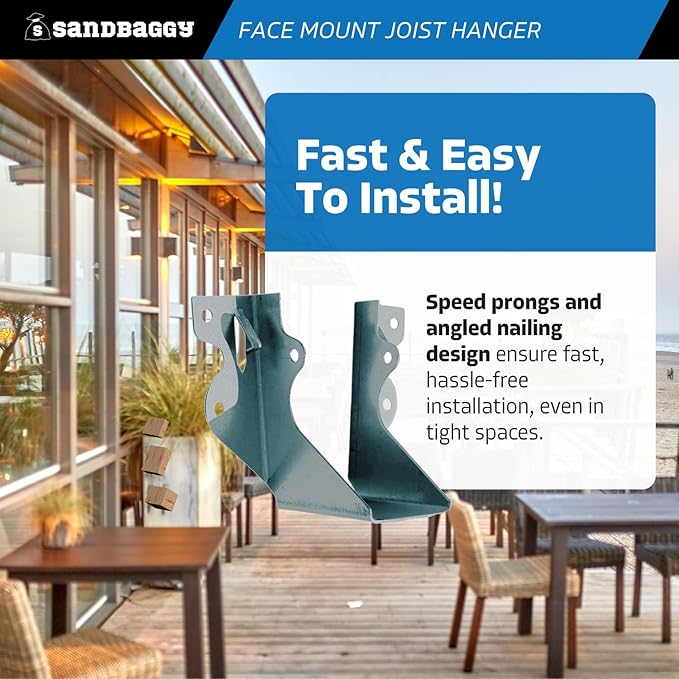Face Mount Joist Hanger for 2x4 Nominal Lumber (Galvanized Steel) - Sandbaggy (2x4, 600, Count)