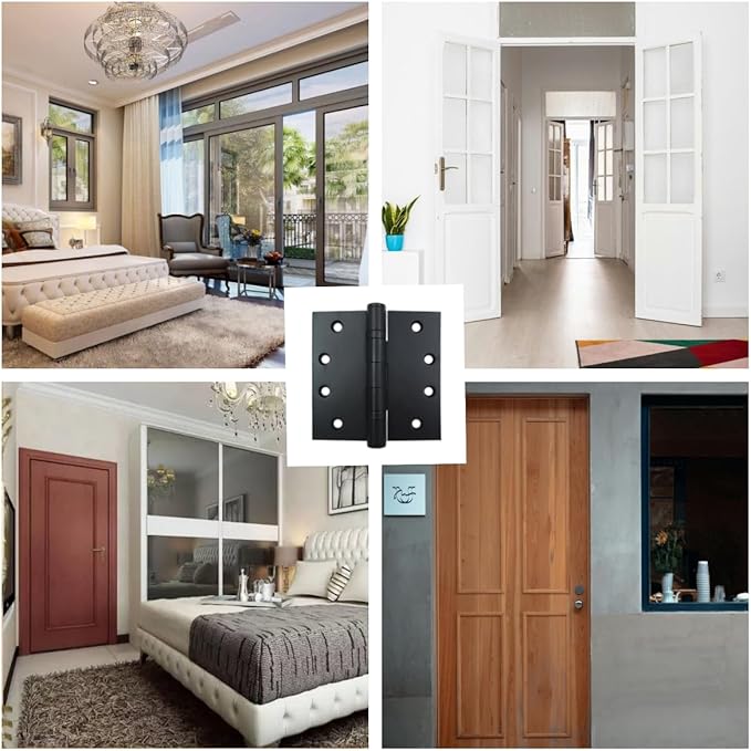 Black Door Hinges 4 Inch,Commercial Stainless Steel Black Matte Door Hinges 3 PCS