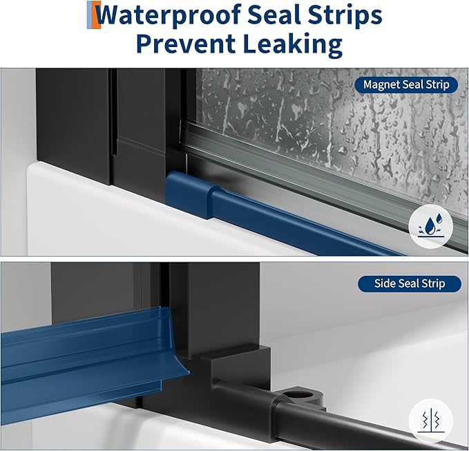 Frameless Pivot Shower Door, 34" W x 72" H, 1/4 Inch Clear Tempered Glass, Reversible Inswing or Outswing, Easy-Clean Coating, Matte Black Finish