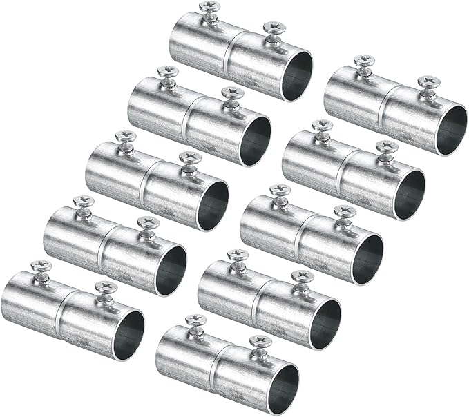 uxcell EMT Coupling, 16mm(5/8 inch) EMT Set Screw Coupling Conduit Fittings 47mm Length Electrical Conduit Pipe Connector 0.6mm Wall Thick, 10 Pack