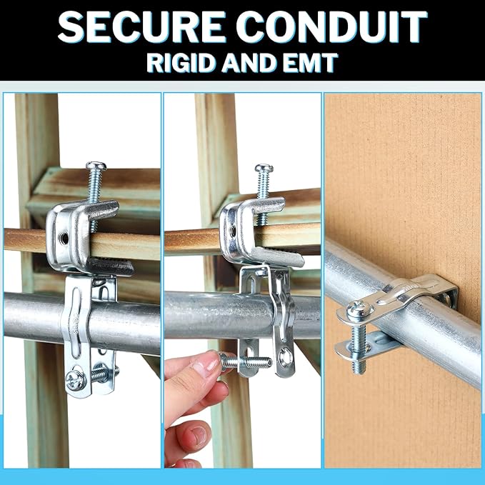 25 Pcs EMT Conduit Hanger with Bolt,Insulated Supports or Threaded Rods,Metal Galvanized Conduit Clamps Strut Straps and Hangers Rigid Pipe Fittings Mounting(3/4 Inch)