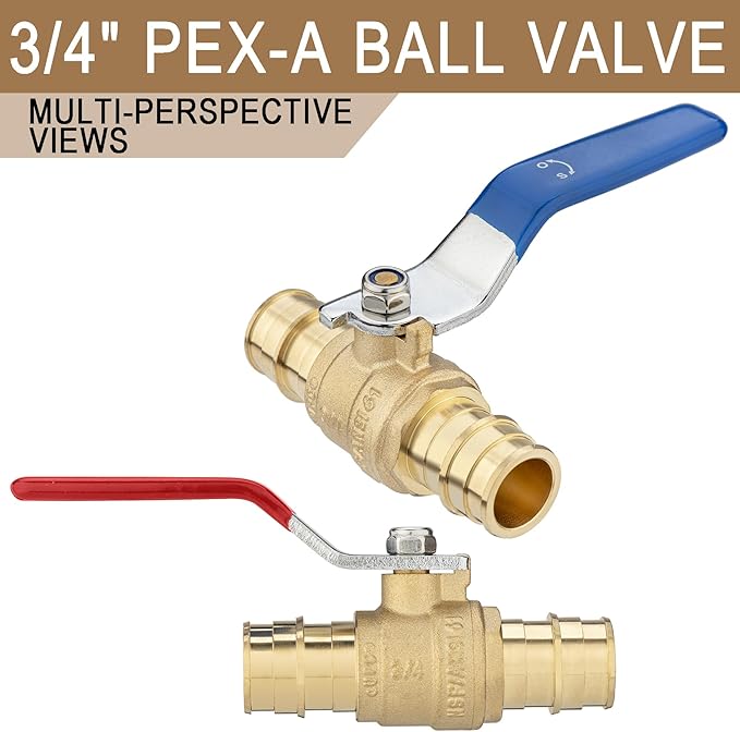 [4 Pieces] Lingmfg 3/4" PEX-A Expansion Ball Valve Shut Off Valve LING-BV1-3/4F1960-4