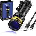 UV Flashlight USB Rechargeable 365nm Mini Blacklight, Wood's Lamp Portable Handheld Powerful LED UV Blacklight for Pet Urine,Rocks, Resin Curing