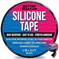 Better Boat Black Heavy Duty Silicone Tape, Self-Fusing Rubber Hose and Plumbing Water Pipe Repair Seal, Coax Electrical or Waterproof Tape for Leaks, 15ft