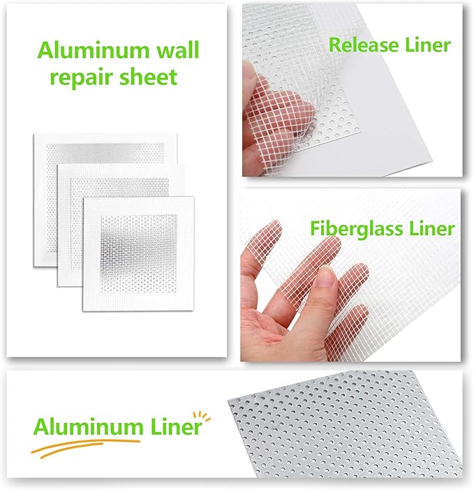 6pcs Drywall Repair Mesh Patch Kit: Aluminum Self-Adhesive, 4/6/8 Inch