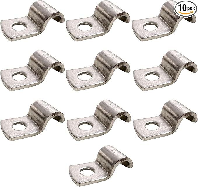 1/3 Inch Pipe Strap 304 Stainless Steel Conduit Strap 1 Hole Heavy Duty Strap Clamp for Tube Pipe or Wire Cord Installation(8mm 10pcs)