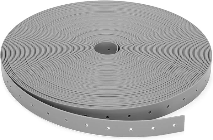 Plastic Hanger Strap 3/4 Inch x 100 Feet Reinforced Flexible Hanger Strap for Pipe & Ducts Securing in Plumbing & HVAC, Gray