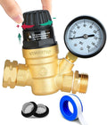 RV Water Pressure Regulator for RV Camper. Brass Lead-Free Adjustable Camper Water Pressure Regulator with 0-160 PSI Gauge ，Reducer Valve W Filter，Package includes 1 raw tape for water pipes.