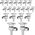 (Pack of 20) Seelink Pex Crimp 1/4 Turn Angle Stop Valve, 3/8" OD Compression x 1/2" Pex Barb Crimp (F1807), Chrome Plated Brass(VALVE076-20Pack)