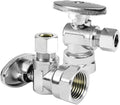 2-PCs HeSun Angle Stop Valve, 1/2" FIP X 3/8" OD Compression, 1/4 Turn Shut Off Valve, Chrome Plated Brass(VALVE054)