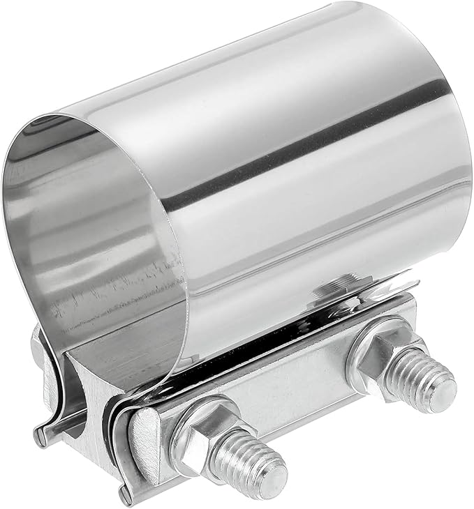 uxcell 2.2 Inch Exhaust Clamp, 304 Stainless Steel Butt Joint Band Clamp Sleeve Coupler Pipe Repair Clamp Universal Widening Clamp for Exhaust Pipes Mufflers, Silver