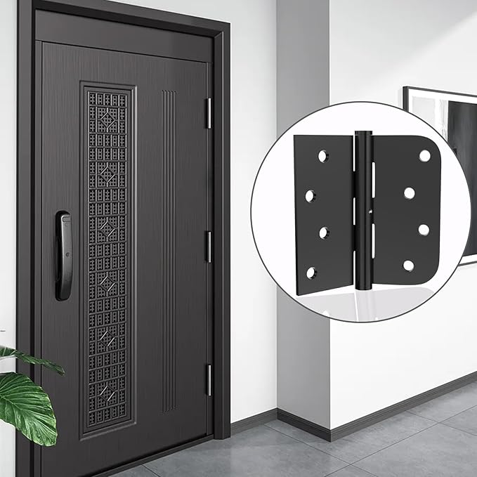 3-Pack Stainless Steel Hinges, Exterior Door Hinge, Ball Bearing Door Hinge, 4 inches, Right - Angle with 5/8 - inch Rounded Corners, Heavy - Duty Hinge, Suitable for Commercial Indoor and Outdoor Use