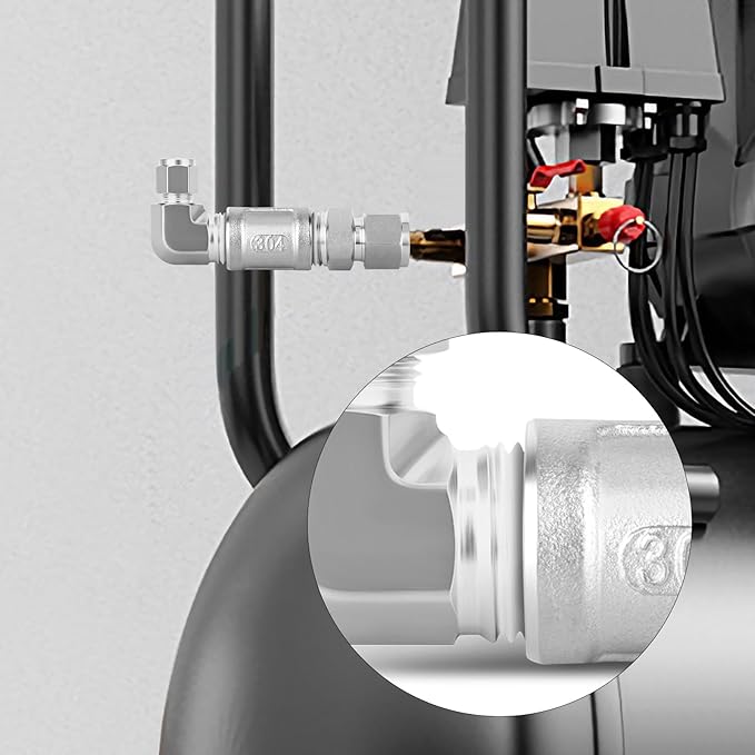 TAISHER 1PCS 316 Stainless Steel 90 Degree Compression Tube Pipe Fitting Connector, 1/2" Tube OD x 3/8" NPT Male Adapter